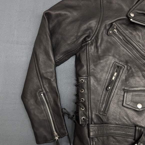 Milwaukee Riders Women's Leather Biker Jacket Size XL Asymmetrical - Picture 11 of 16